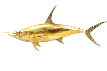 Wall Mural - Elegant Golden Swordfish Isolated on White Background for Decorative Art