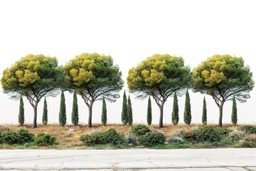 Row of trees and nature sky green travel park landscape beauty summer background