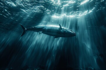 Wall Mural - Giant tuna fish in the ocean underwater