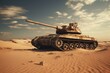 Tank desert. Army combat vehicle. Generate Ai