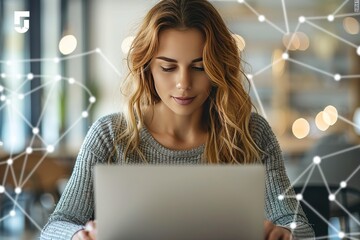 Poster - Female hands working on modern laptop in Office
