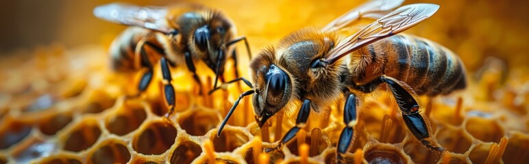  Buzzing Harmony: Bees Pollinating Fruit Trees | 4K HD Wallpaper，Bees foraging on fruit tree flowers