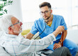 nurse doctor senior care caregiver help check exam assistence retirement home stethoscope nursing elderly man health support
