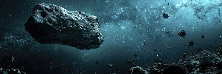 Wall Mural - a large rock stands out in a vast space teeming with stars