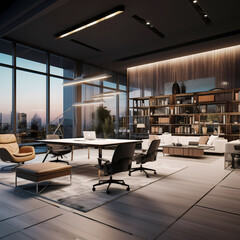 Canvas Print - A modern office space with sleek furniture. 