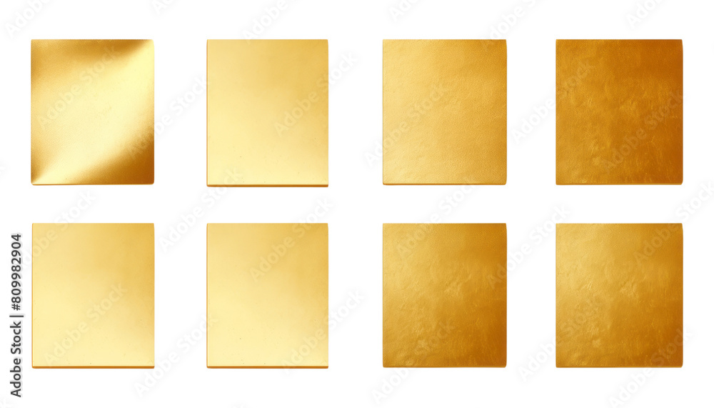 collection of gold sheet papers isolated on transparent background ...
