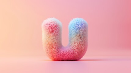 Letters, Typography design, fluffy plush texture, with candy colors