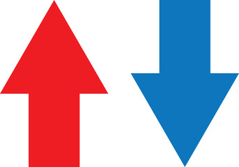 Poster - up and down arrow vector, red up and blue down arrow.