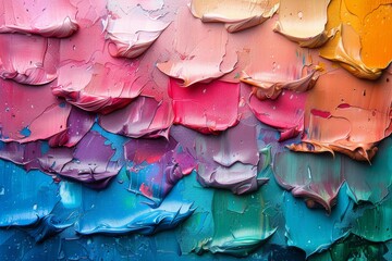 Poster - Close-up of abstract oil paint strokes with a blend of vibrant colors and rich textures