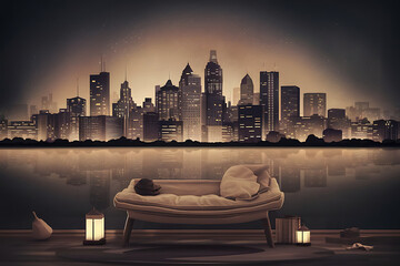 Wall Mural - city skyline at night