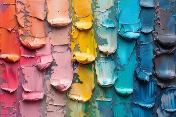 Poster - Detailed shot showcasing the vibrant and textured abstract oil paint strokes on canvas