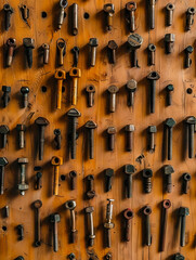 a wall of screws and bolts.