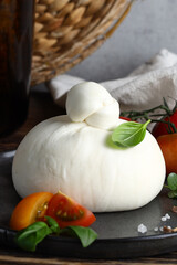 Wall Mural - soft mozzarella burrata cheese on a plate