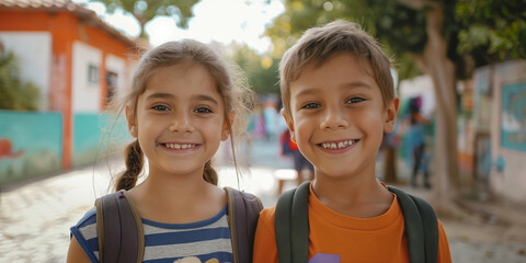 Cute kids smiling at camera