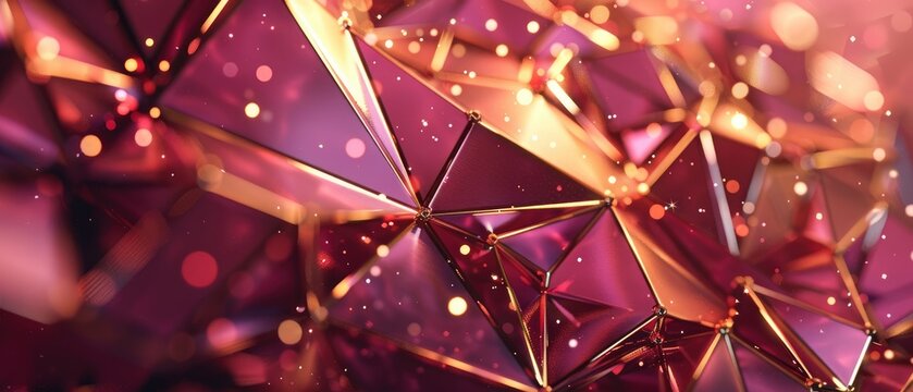 background for an information technology company or background with maroon sapphire gold triangles