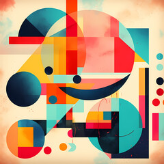 Poster - Abstract geometric patterns in bold colors. 