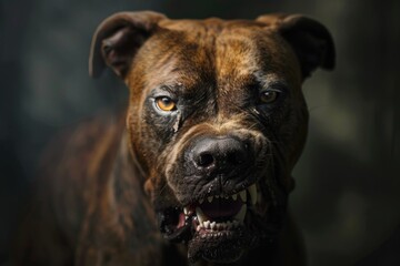 Wall Mural - Close up of a dog's face with its mouth open, great for pet-related designs