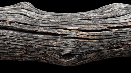   A tight shot of a wooden piece, seemingly split in two, against a black backdrop