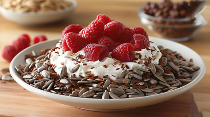 Sticker -  Granola topped with raspberries, whipped cream, and chocolate chips