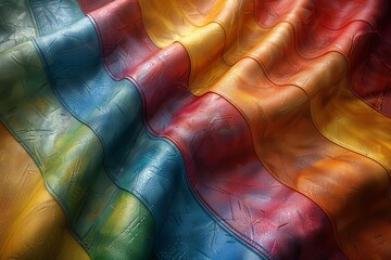 Poster - This image captures the beauty of a wavy, multicolored textured fabric, giving a sense of movement