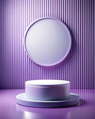 Wall Mural - Abstract background with round podiums and purple stripes.