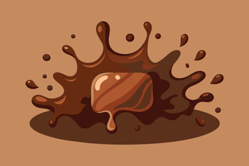 World Chocolate Day Background Vector With Chocolate Splash. Can use for greeting card, postcard, banner, poster, web, print, etc