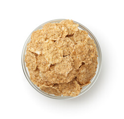 Wall Mural - Top view of dry bran flakes in glass bowl