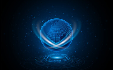 Aufkleber - Global connection network background. World map. High-speed internet technology concept or fast wireless data transmission. modern internet network connection technology background	
