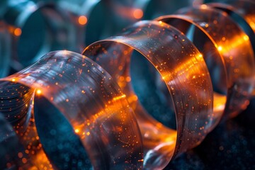 Fototapete - This image features a captivating abstract pattern with a glowing orange and blue color scheme, offering a sense of energy and vibrancy