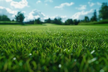 Close-up of water droplets on grass, suitable for nature themes