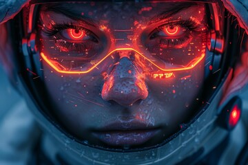 Poster - This image showcases a mystique ambiance through dark red tones with subtle illuminated contours providing depth and intrigue