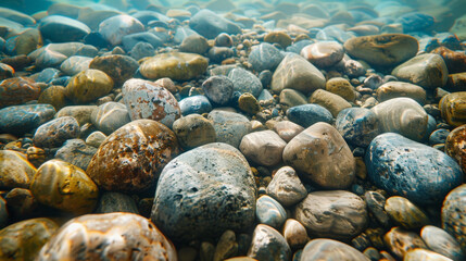 Wall Mural - A rocky beach with a lot of rocks scattered around