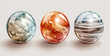 © easybanana - The image shows three realistic marbles. The marbles are made of glass and have different colors and patterns.