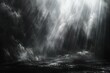 Dark stormy sky with clouds and rays of light,   rendering