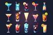 A collection of different types of alcoholic beverages. Suitable for bar and restaurant concepts