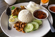 Close up of nasi lemak Malaysian food