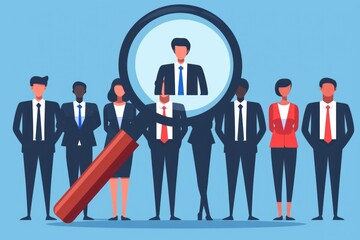 Poster - Group of business professionals examining details, suitable for business concepts