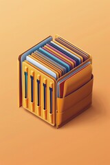Aufkleber - A stack of folders on a table, perfect for office or organization concepts