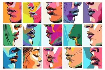Poster - Various colored images of people's faces, suitable for diverse design projects