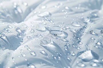 Poster - Close up of water droplets on a white sheet. Suitable for various design projects