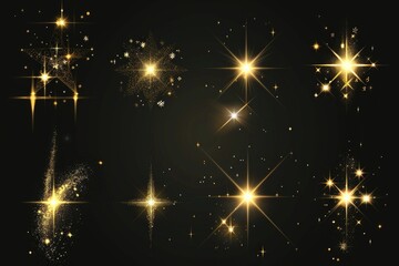 Poster - Elegant golden stars on a dramatic black background. Perfect for luxury events or festive occasions