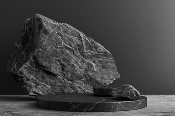 Poster - A large rock resting on a table, suitable for various concepts and designs