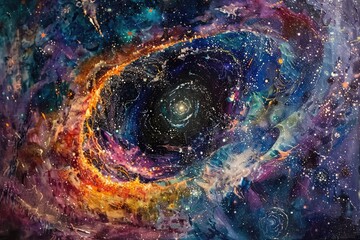 Poster - A painting of a black hole in a galaxy. Suitable for educational purposes
