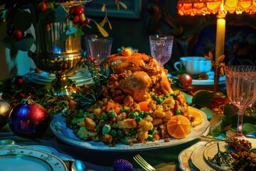 Poster - A large platter of food on a table, suitable for various occasions