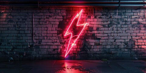 Sticker - A neon sign attached to a brick wall, suitable for urban themes