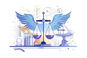 Aufkleber - Illustration of a scale of justice with wings, suitable for legal and law-related designs