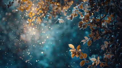 Poster - Leaves falling gracefully in mid-air. Suitable for autumn-themed designs
