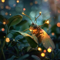 Aufkleber - Close-up of bug perched on green leaf. Perfect for nature or insect-themed projects