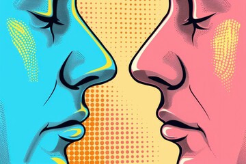 Aufkleber - A couple of people facing each other. Suitable for relationship or communication concepts