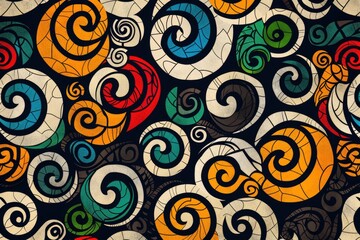 Poster - Abstract design with swirls and circles, versatile for various projects